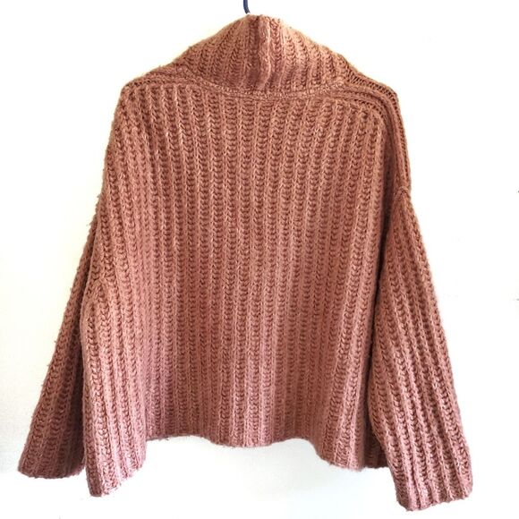 Free People Fluffy Fox Sweater Papaya Alpaca Wool Blend cowl neck chunky XS - Picture 2 of 9